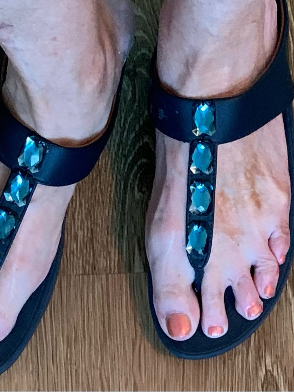 Fit flop brand Sandals with Teal Gem Accents